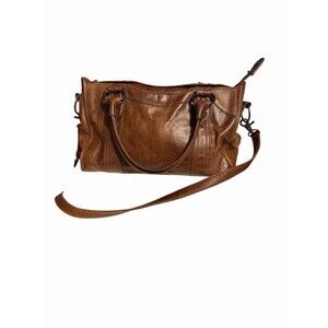 FRYE Melissa Zip Satchel Purse Leather Crossbody Brown Bag Lined